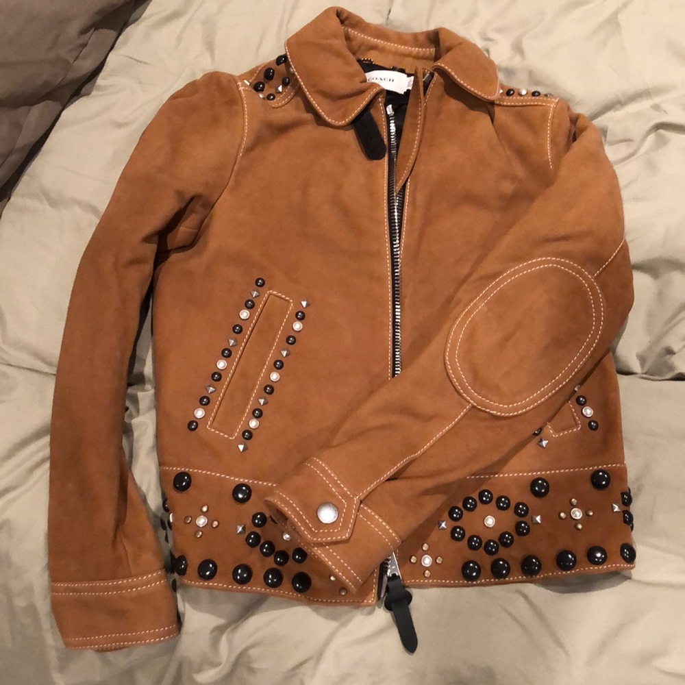 Women’s Coach Brown Leather Jacket w/ Studs